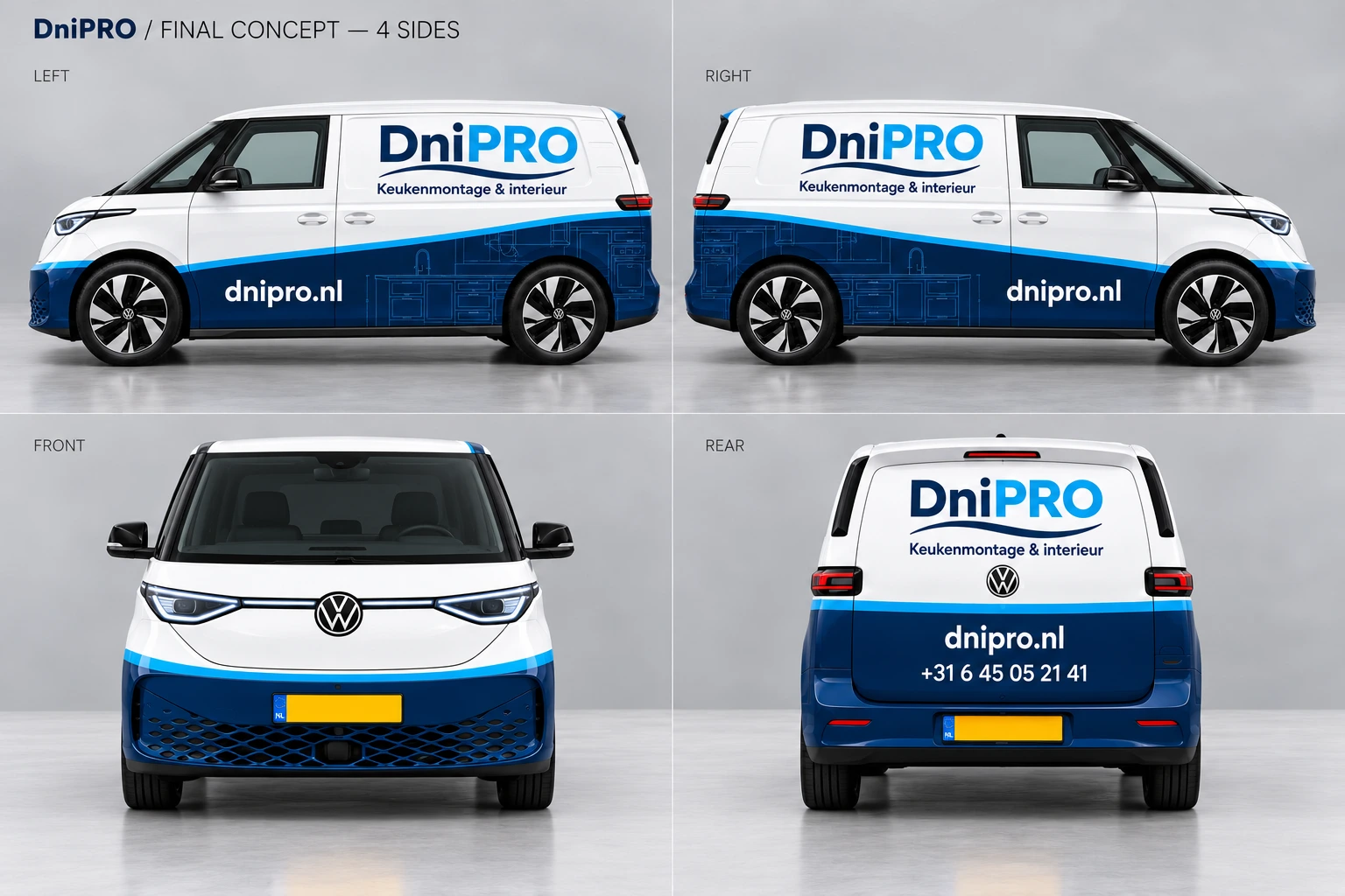 DniPRO Volkswagen ID. Buzz concept van vier zijden